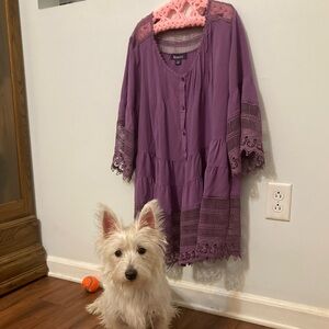 Purple blouse made by Roaman’s. 16W